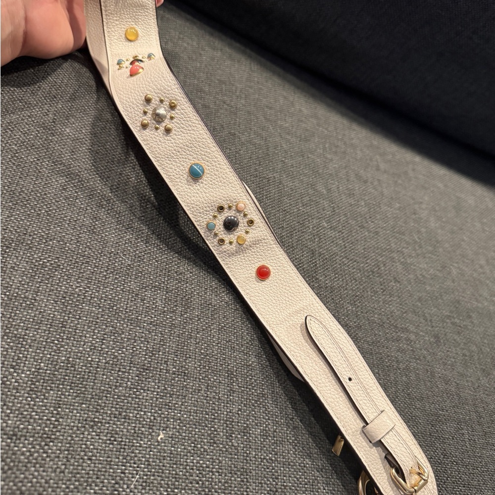 Coach Cream Belt with Colorful Embellishments